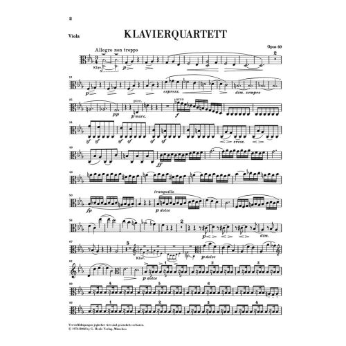 Brahms, Johannes - Piano Quartet c minor op. 60 