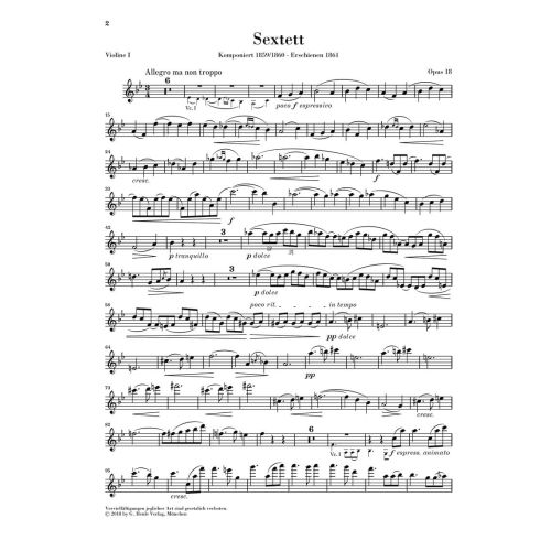 Brahms, Johannes - Streichsextett Nr. 1 op. 18 