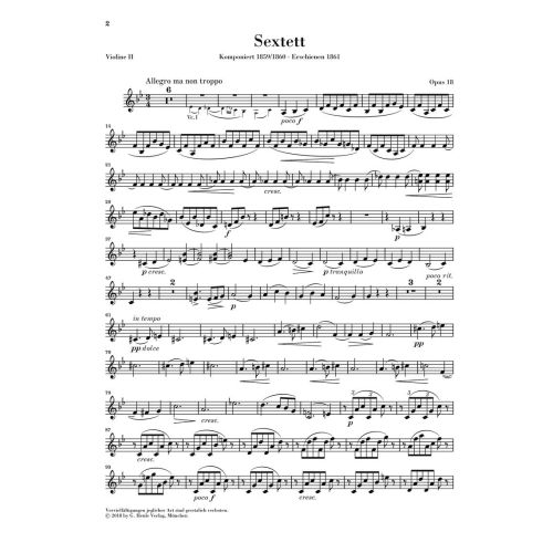 Brahms, Johannes - Streichsextett Nr. 1 op. 18 