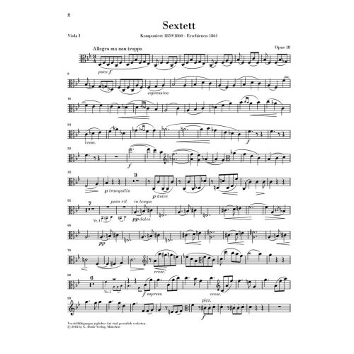 Brahms, Johannes - Streichsextett Nr. 1 op. 18 