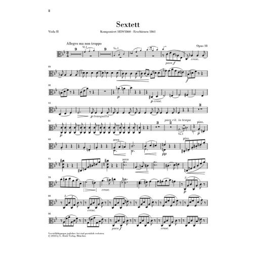 Brahms, Johannes - Streichsextett Nr. 1 op. 18 