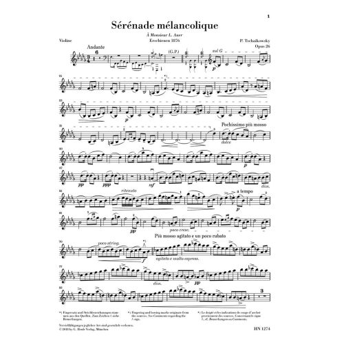 Tchaikovsky, Peter Iljitsch - Sérénade mélancolique op. 26 