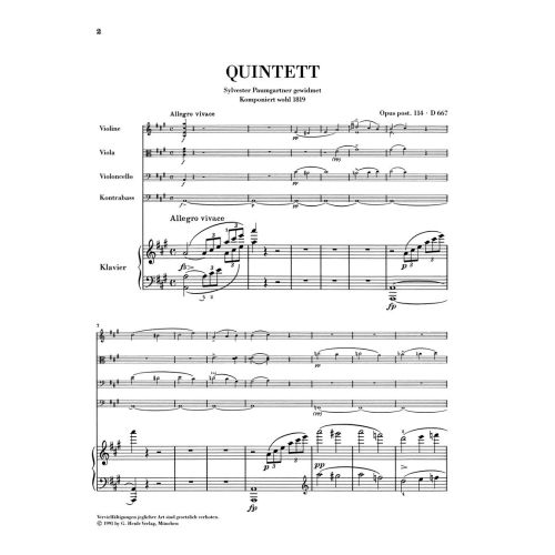 Schubert, Franz - Quintet A major [Trout Quintet] op. post. 114 D 667 