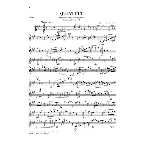Schubert, Franz - Quintet A major [Trout Quintet] op. post. 114 D 667 