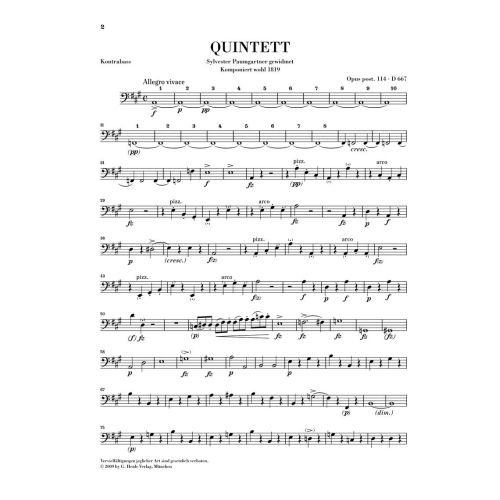 Schubert, Franz - Quintet A major [Trout Quintet] op. post. 114 D 667 