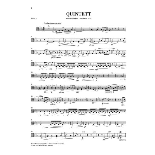 Bruch, Max - String Quintet in E flat