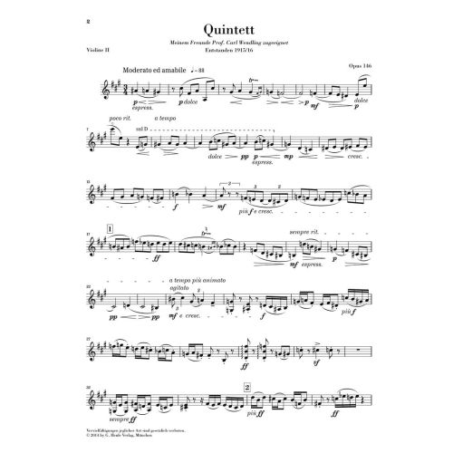 Reger, Max - Clarinet Quintet op. 146 