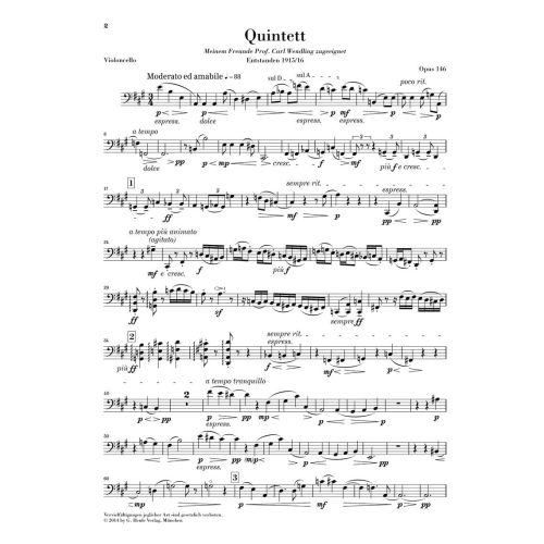 Reger, Max - Clarinet Quintet op. 146 