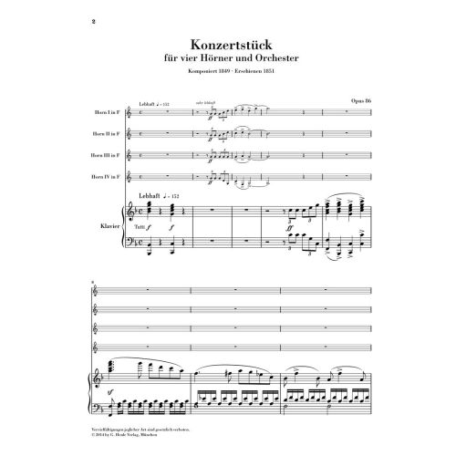Schumann, Robert - Concert Piece for four Horns and Orchestra op. 86 