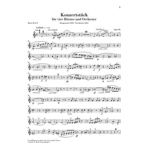 Schumann, Robert - Concert Piece for four Horns and Orchestra op. 86 
