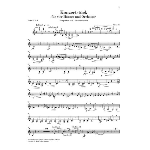 Schumann, Robert - Concert Piece for four Horns and Orchestra op. 86 