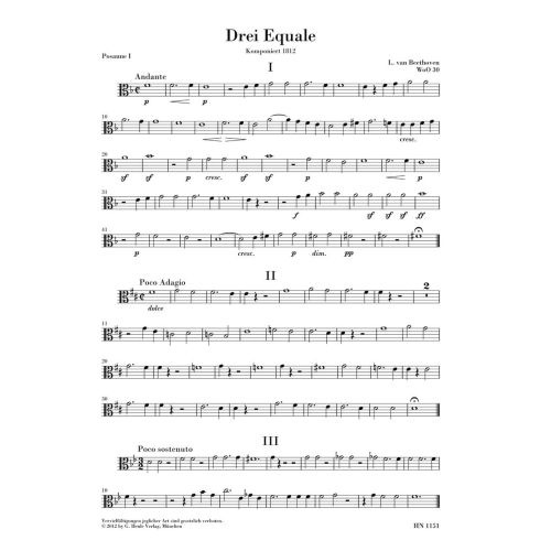 Beethoven, Ludwig van - Three Equali for four Trombones 