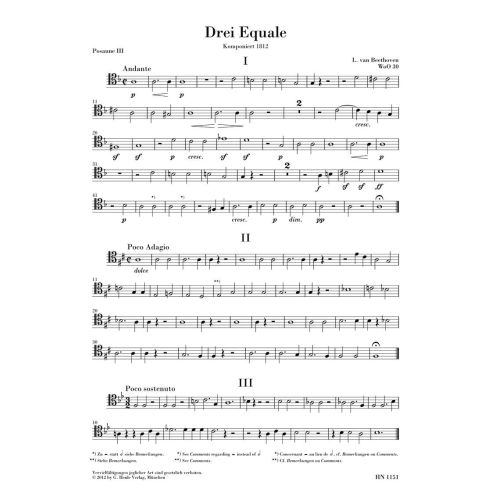 Beethoven, Ludwig van - Three Equali for four Trombones 
