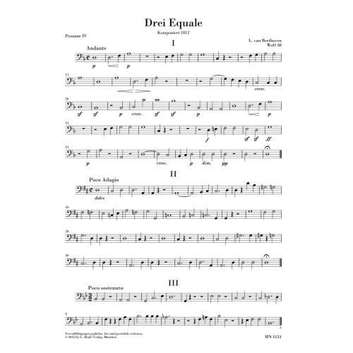 Beethoven, Ludwig van - Three Equali for four Trombones 