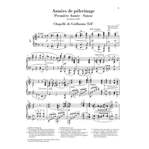 Liszt, Franz - Années de Pèlerinage, Première Année - Suisse 