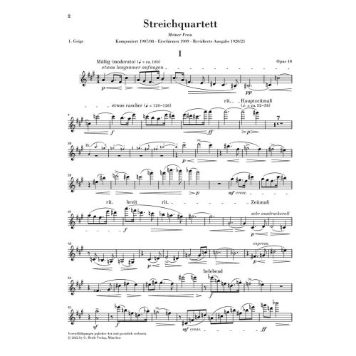 Schoenberg, Arnold - Streichquartett Nr. 2 op. 10 op. 10 