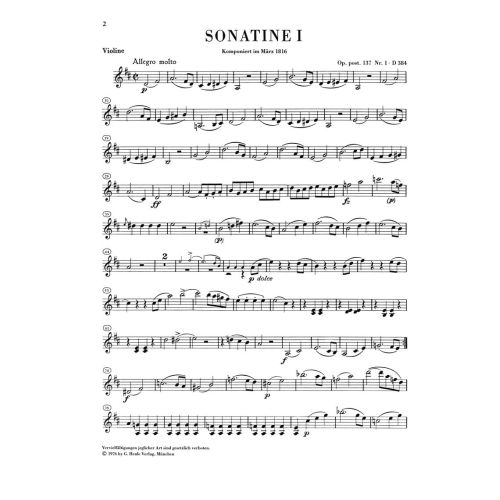 Schubert, Franz - Sonatinas for Piano and Violin op. post. 137 