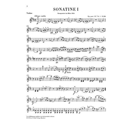 Schubert, Franz - Sonatinas for Piano and Violin op. post. 137 