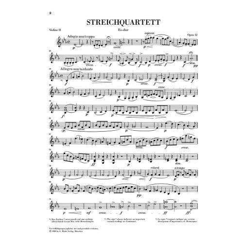 Mendelssohn Bartholdy, Felix - String Quartets op. 12 und 13 