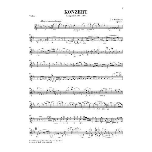 Beethoven, Ludwig van - Concerto D major for Violin and Orchestra op. 61 