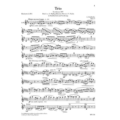 Zemlinsky, Alexander - Trio op. 3 