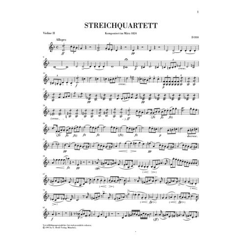 Schubert, Franz - String Quartet "The Death and the Maiden" d minor D 810 