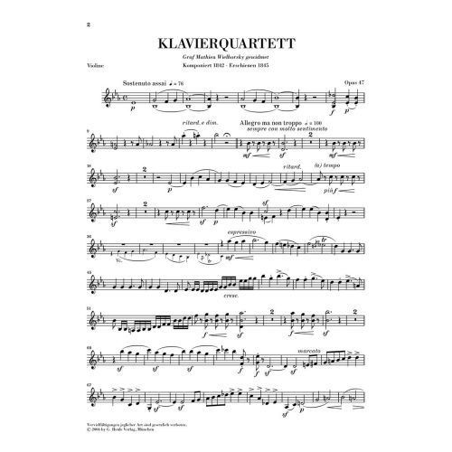 Schumann, Robert - Piano quartet op 47 E Flat op. 47 