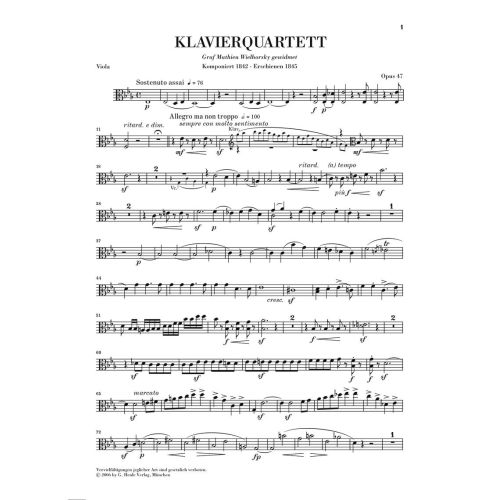 Schumann, Robert - Piano quartet op 47 E Flat op. 47 