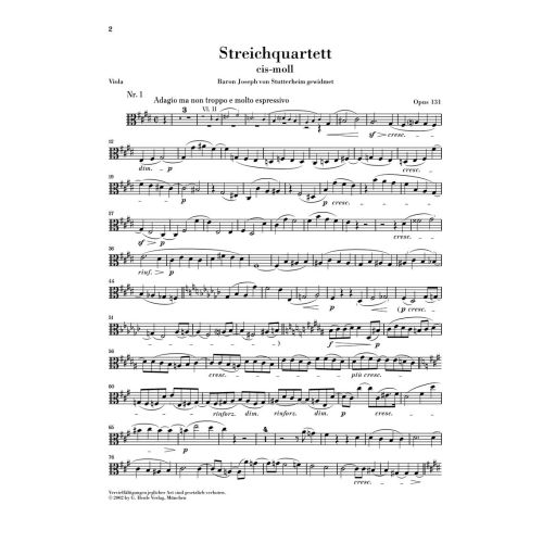 Beethoven, Ludwig van - String Quartet c sharp minor op. 131 