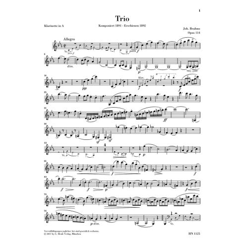 Brahms, Johannes - Clarinet Trio op. 114 