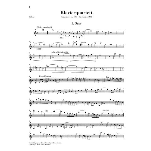 Mahler, Gustav - Piano Quartet 