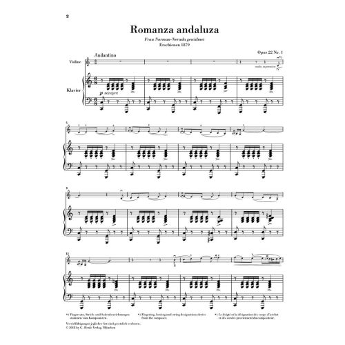 Sarasate y Navascuez, Martín Melitón Pablo de - Romanza andaluza op. 22/1 