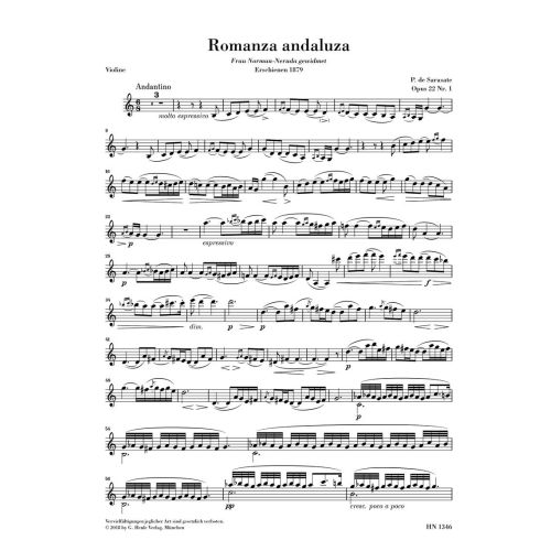 Sarasate y Navascuez, Martín Melitón Pablo de - Romanza andaluza op. 22/1 