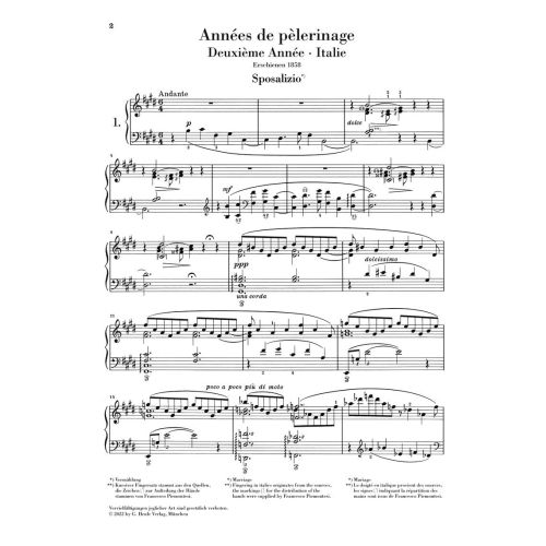Liszt, Franz - Années de Pèlerinage, Deuxième Année - Italie 