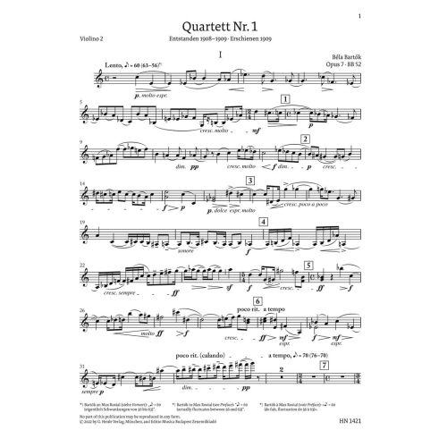 Bartók, Béla - String Quartet no. Nr. 1 op. 7 op. 7 