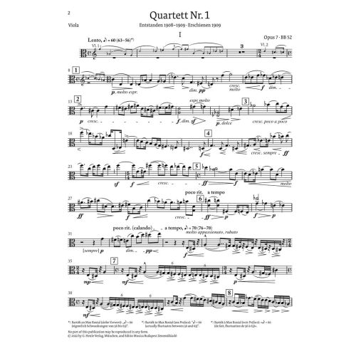 Bartók, Béla - String Quartet no. Nr. 1 op. 7 op. 7 