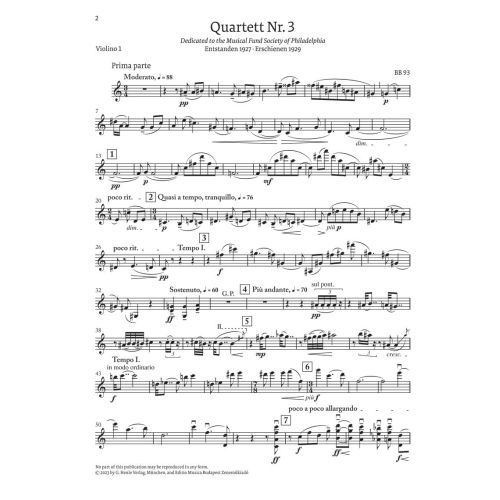 Bartók, Béla - String Quartet no. 3 