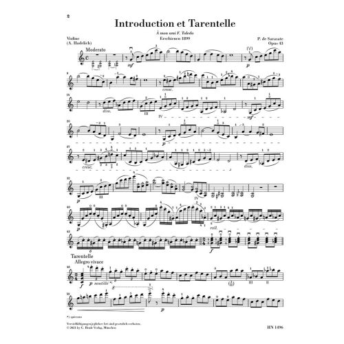 Sarasate y Navascuez, Martín Melitón Pablo de - Introduction et Tarentelle op. 43 