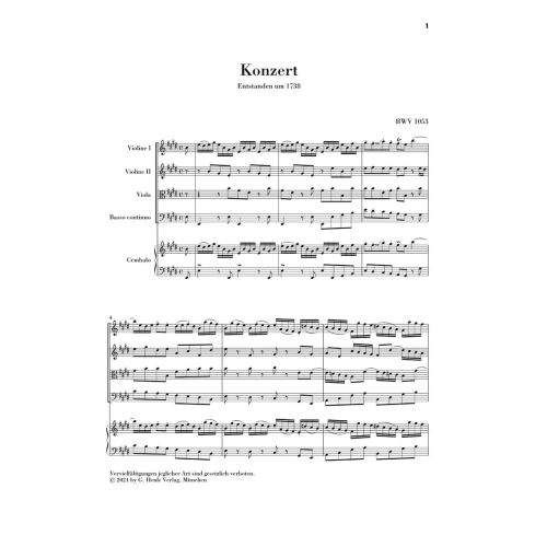 Bach, J.S - Harpsichord Concerto no. 2 E major BWV 1053 BWV 1053 