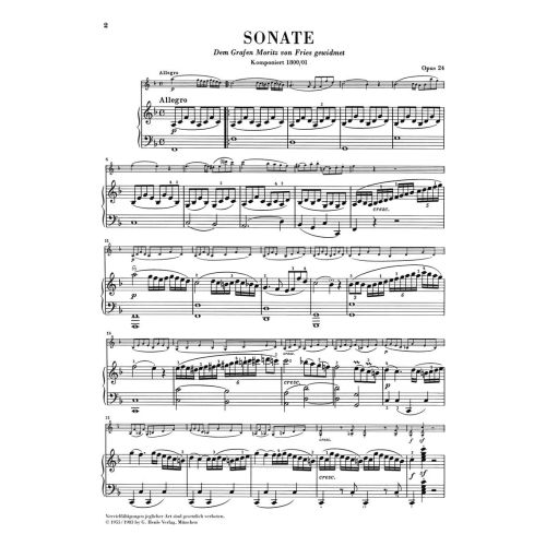 Beethoven, Ludwig van - Sonata for Piano and Violin F major (Spring) op. 24 