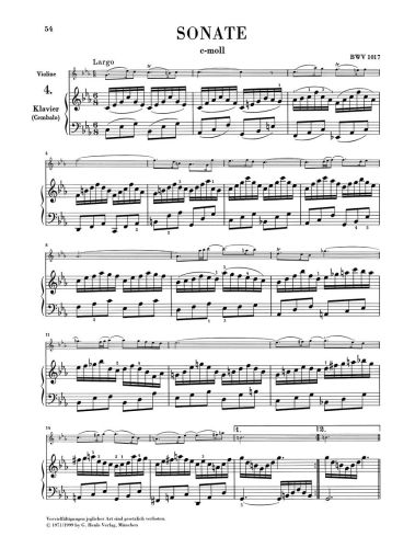 Bach, J.S - Sonatas no. 4 - 6 for Violin and Piano (Harpsichord) BWV 1017- 1019 