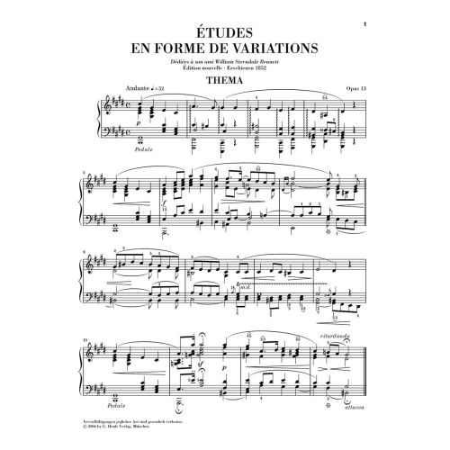 Schumann, Robert - Symphonic Etudes (early and late versions and 5 posthumous versions) op. 13 
