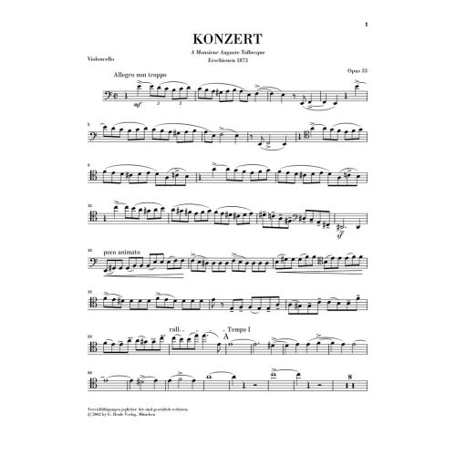 Saint-Saëns, Camille - Concerto for Violoncello and Orchestra No. 1 a minor op. 33 