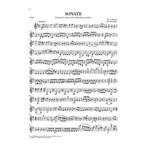 Mozart, Wolfgang Amadeus - Violin Sonata e minor KV 304 (300c) 