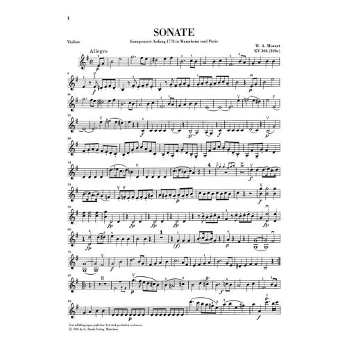 Mozart, Wolfgang Amadeus - Violin Sonata e minor KV 304 (300c) 