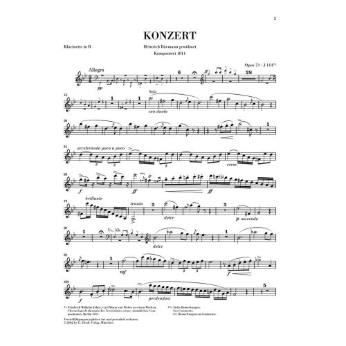 Weber, Carl Maria von - Clarinet Concerto No. 1 f minor op. 73/1 