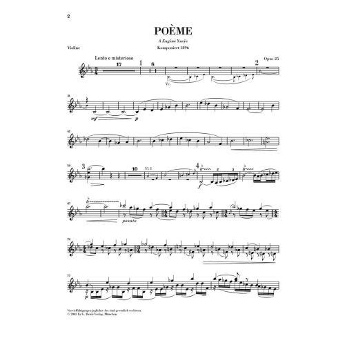 Chausson, Ernest - Poème for Violin and Orchestra op. 25 