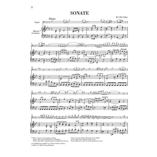 Mozart, Wolfgang Amadeus - Sonata in B flat Major KV 292 (196c) 