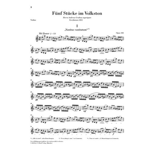 Schumann, Robert - Five Pieces in Folk Style Op. 102 