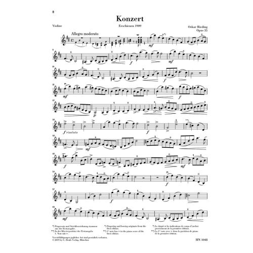 Rieding, Oskar - Konzert h-moll op. 35 für Violine und Klavier op.35 